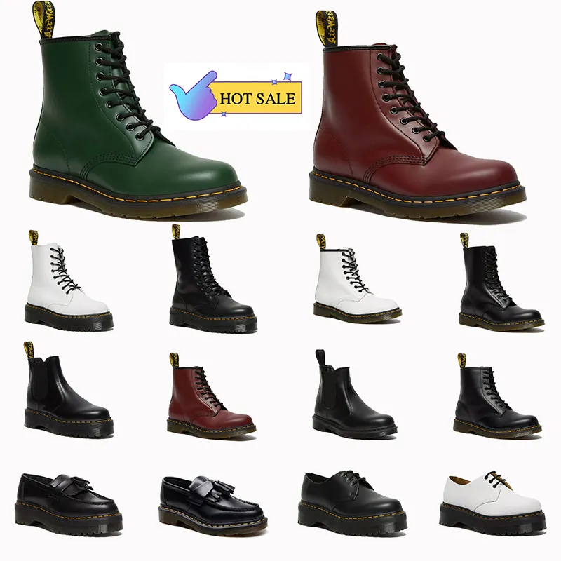 2024 Платформа Ankle doc Martin Boot Женские дизайнерские ботинки Classic OG 1460 Jadon Smooth Leather Nappa Woman Chelsea AirWair Ботинки с желтой строчкой Мокасины Туфли