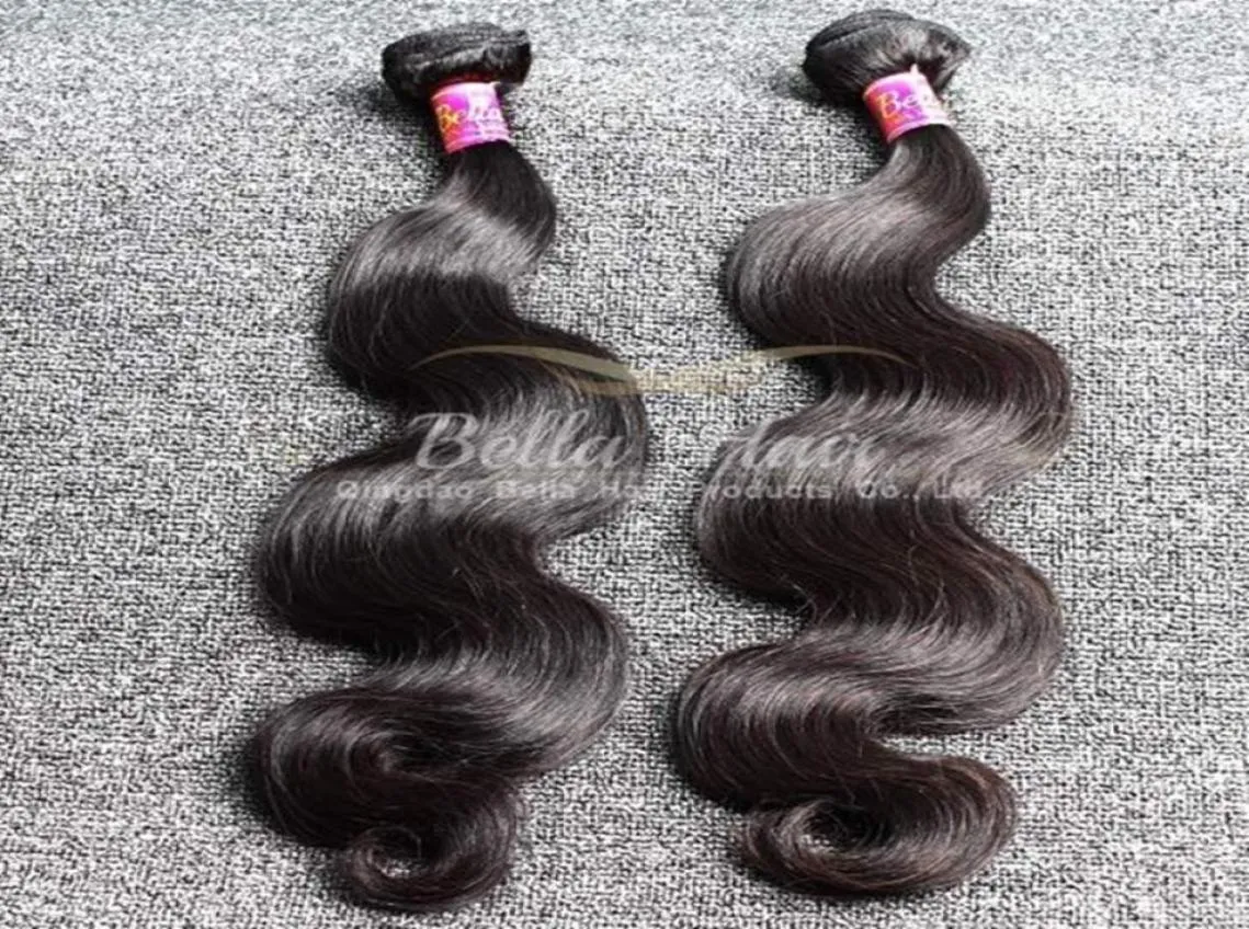 Bella Hair 8a Brazylijska fala ciała Włosy Weves Unfaressd Brazylian Human Hair 2pcs Lot Natural Black Hair Extensy6451839