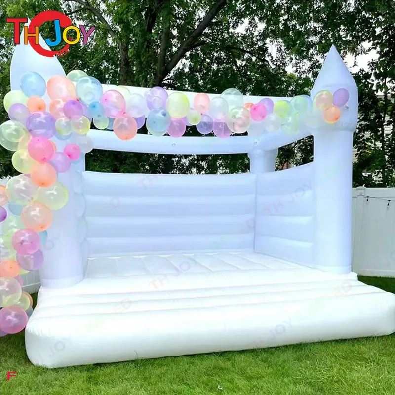 outdoor activities 4.5x4.5m (15x15ft) White Bounce Castle Inflatable Jumping wedding Bouncy house jumper Adult and Kids Newdesign Bouncer Castles for Weddings Party