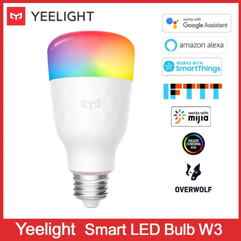 Contrôle Yeelight ampoule LED intelligente W3 maison intelligente couleur E27 2700K 900lm 8W 100240V lampe pour Xiaomi mijia Alexa Google Home Yandex