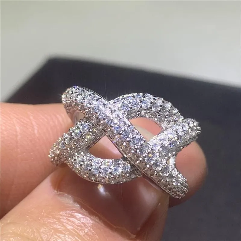 Rulalei märke bröllopsringar eleganta lyxiga smycken 925 sterling silver pave vit safir cz diamant ädelstenar handgjorda evighet fest kvinnor förlovningsring