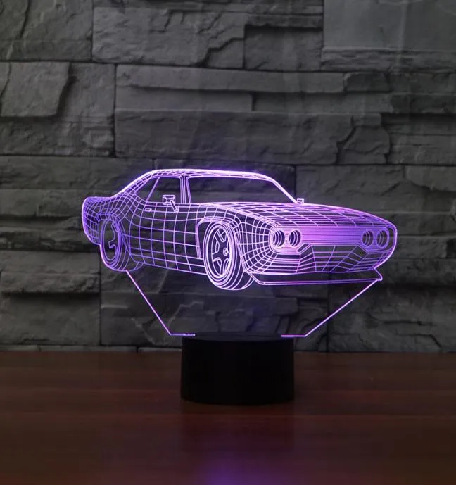 Lâmpada 3d acrílica para carro legal, mudança de 7 cores, luz noturna, bebê, interruptor de toque, luzes coloridas, led, usb, lâmpada de mesa, atmosfera lamparas4246916