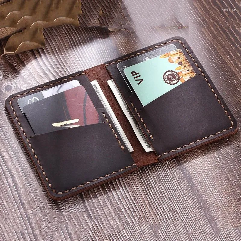 Waist Bags Handmade Genuine Leather Holder Vintage Men Business Card Bag Women Purse Small Wallet