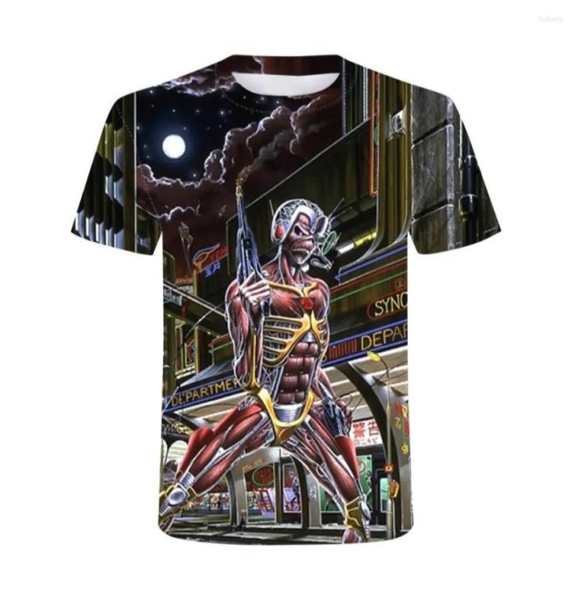 Men039s T-shirts 2023 3D Heavy Metal Skull TShirt Punk Festival Rock Shirt Mannen Gedrukt Casual T-shirt O Hals Hiphop Korte Slee7554233