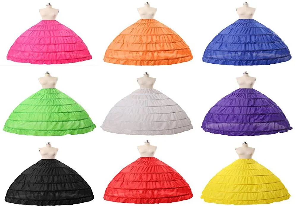 Bollklänningar brudkrinolin petticoat 6 hoops glidgolv längd plus storlek bröllop petticoat kjol bröllop tillbehör billigt 2976790