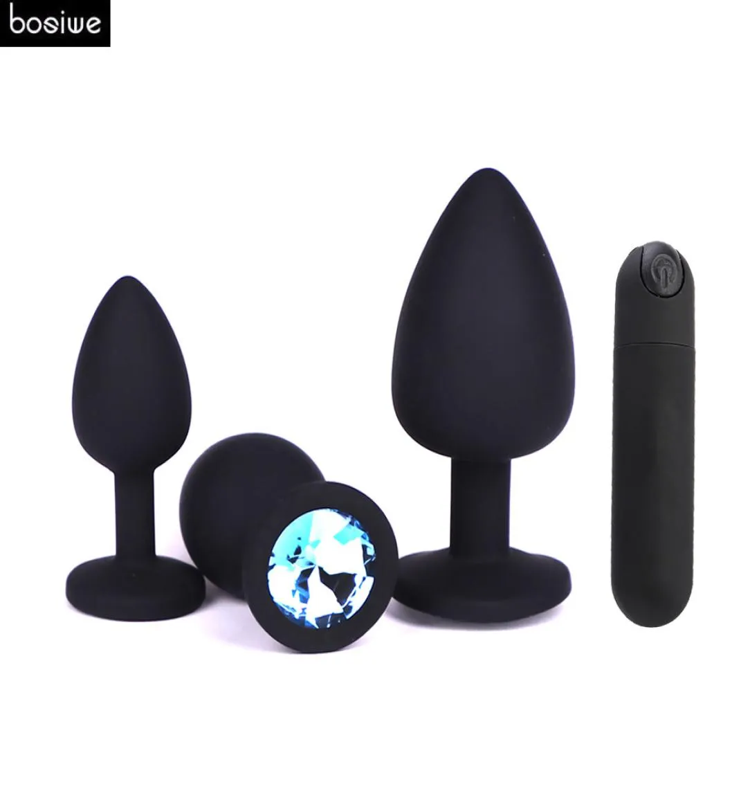 Plug Anal Vibrador 4 pcsset USB Bala Vibratória Mulheres Gspot Massageador Anal Plug Silicone Butt Plug Brinquedos Sexuais para Homens Gay D18111509680846