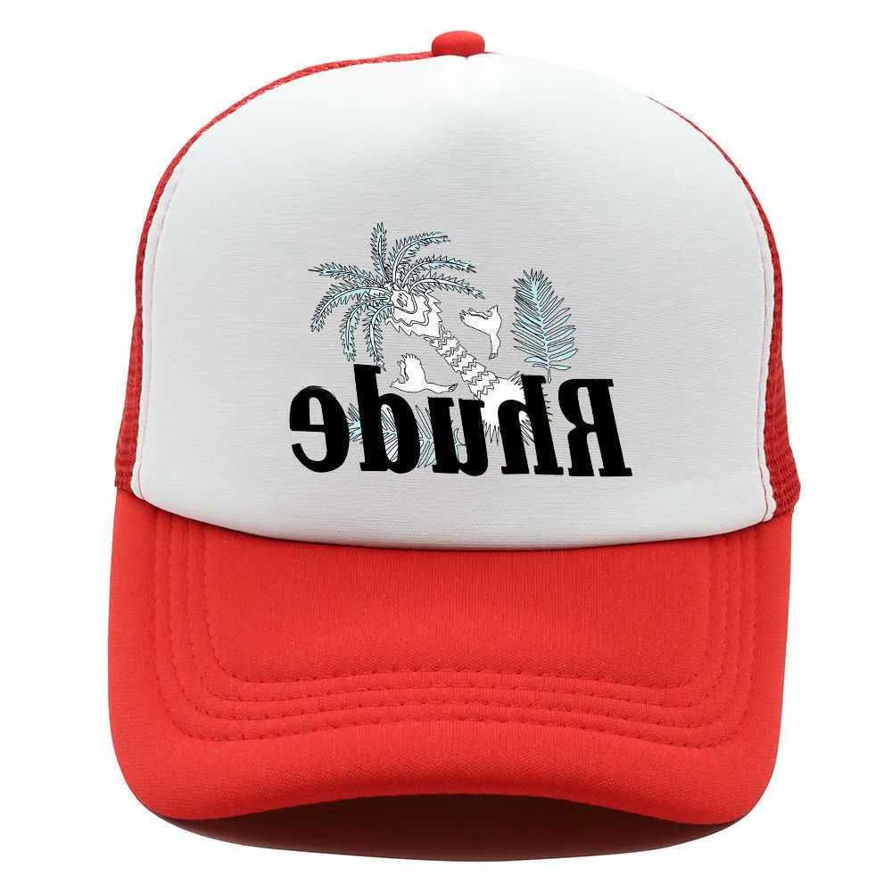 Fashionabla flerfärgade nät sömmar baseballmössa för män och kvinnor broderade unisex rhude serie casual sun hatt justerbar rhude hatt