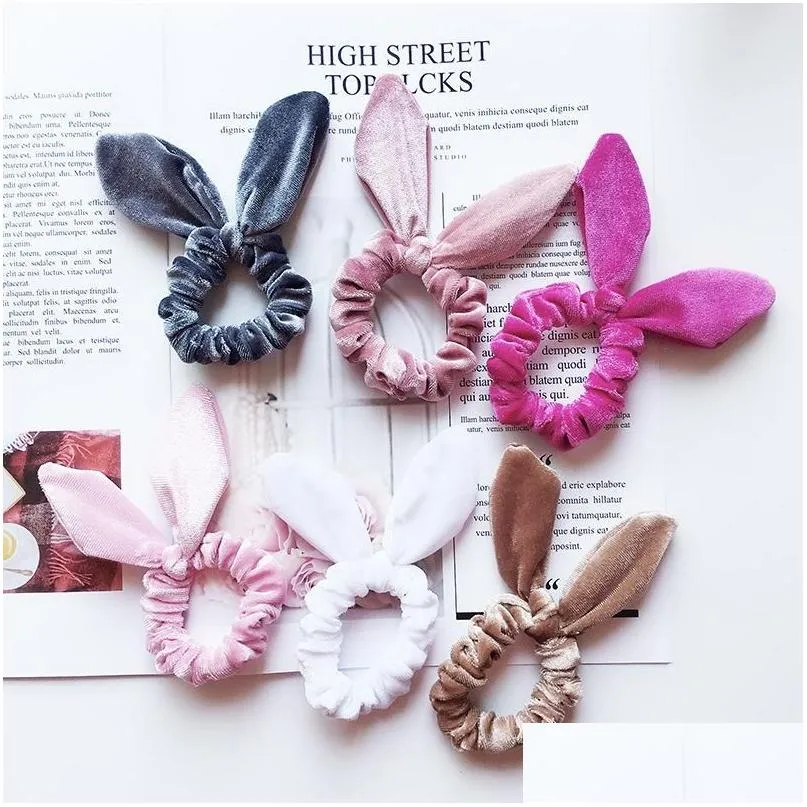 Hair Accessories Arrival Girls Veet Bunny Ears Elastic Rope Kids Ponytail Rabbit Children Scrunchy Hairbands Drop Delivery Baby Mater Dhrho