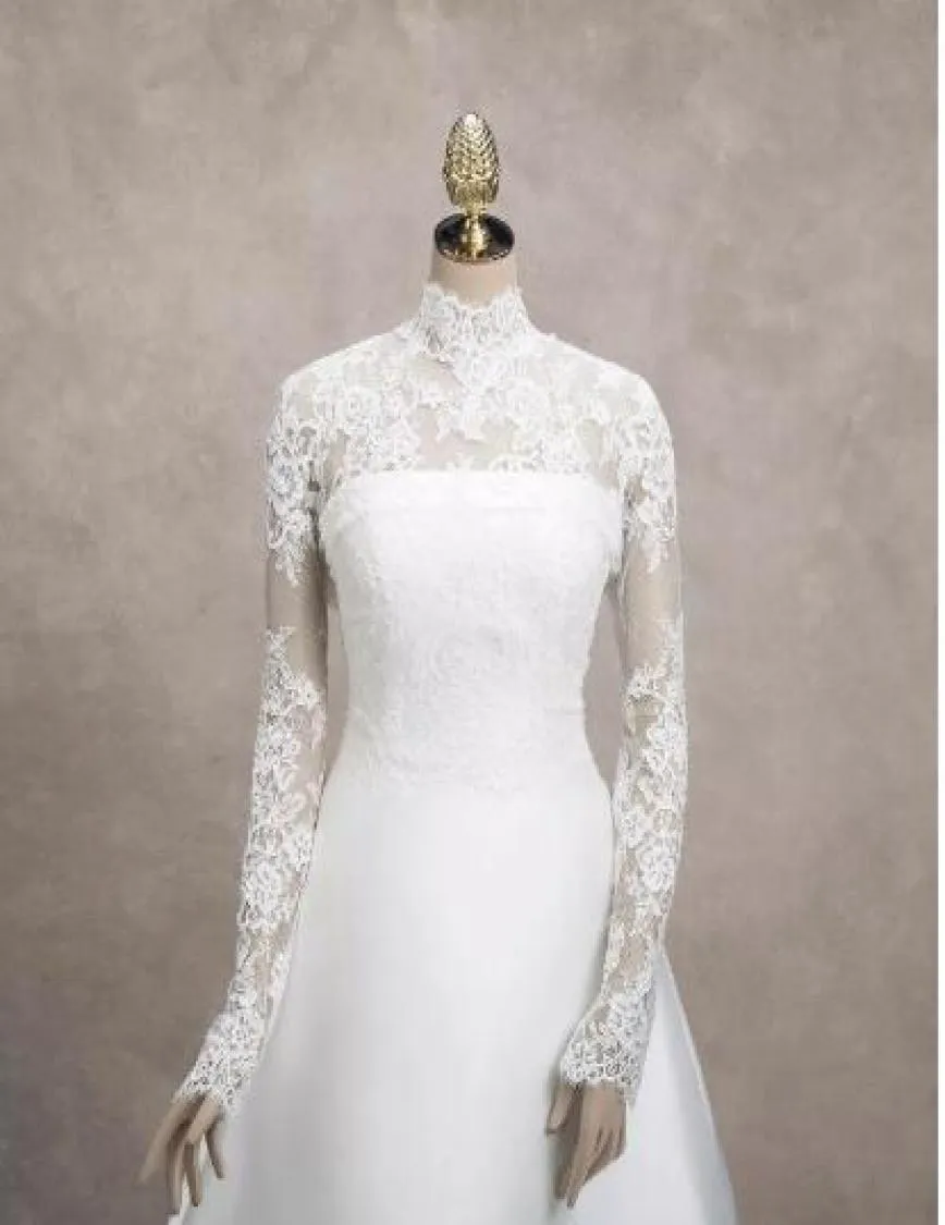 2016 col haut enveloppes de mariée pas cher mode mariage vestes de mariée à manches longues dentelle blanche enveloppes de mariage 3226015