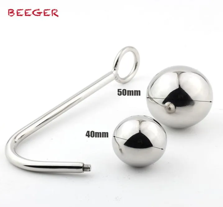 Beeger vuxen Anal Sex Toy Anal Plug 2 Size Hollow Ball Anal Hook Steel Fetish Gay Sex Product Butt Tail Plug Games Y2004227546124