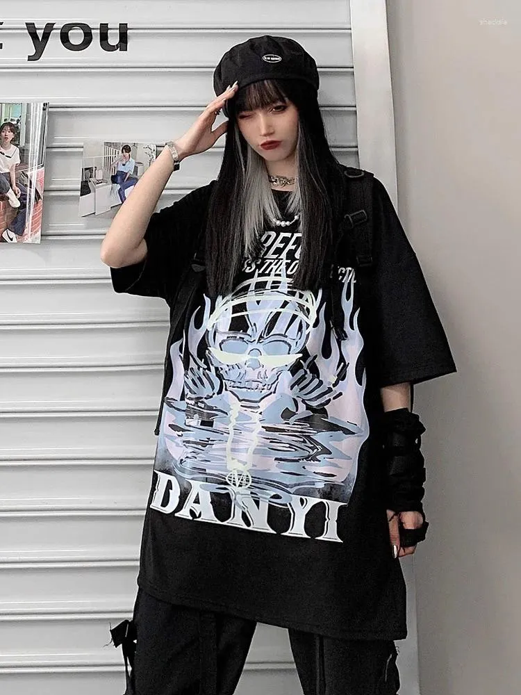 Frauen T Shirts Gothic Punk T-shirt Sommer Mann Frauen T-shirts Lose High Street Hip Hop Baumwolle Kurzarm BF paar Top