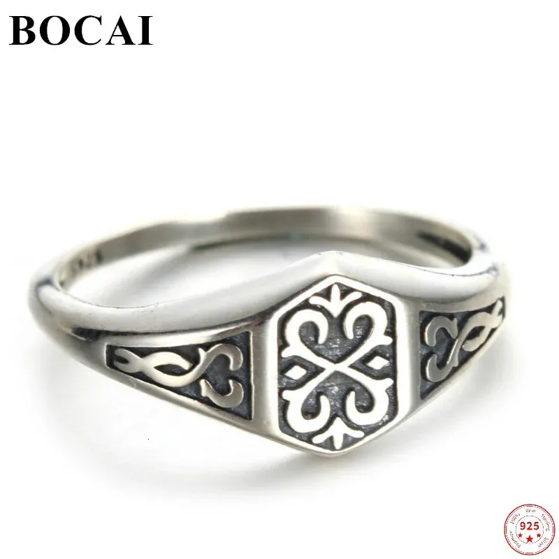 Bocai S925 Sterling Silver Charm Rings Eternal Vine Retro Totem Pure Argentum Punk Hand Jewelry for Men and Women 240220
