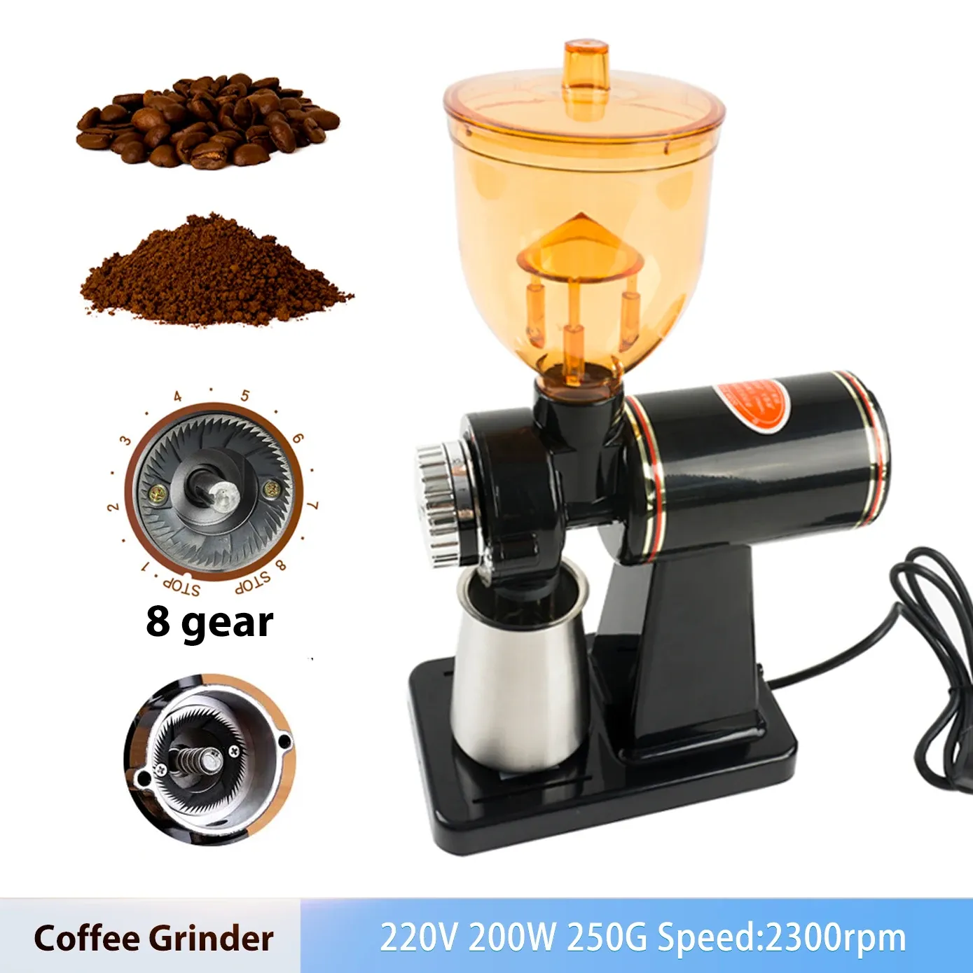 Ferramentas 220v 250g moedor de grãos de café plana rebarbas grãos especiarias hebals cereais café moedor de alimentos secos medicina moinho moagem máquina