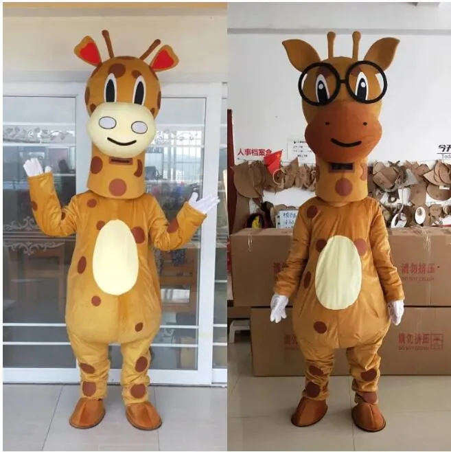 Premium Giraffe Mascot Costume Adult Size Cartoon Animal Suit