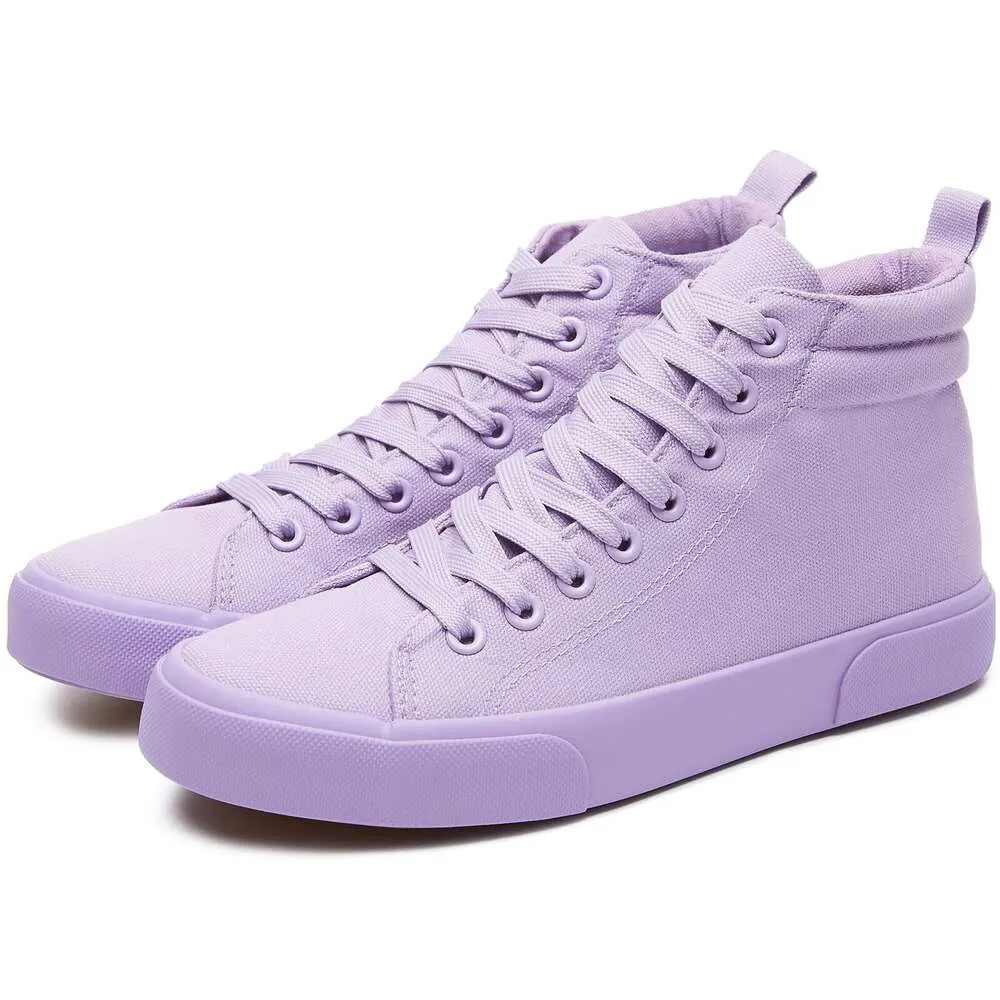 Womens High Top Canvas Sneakers Black Lace Up Casual Shoes