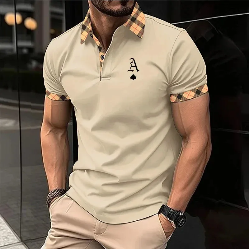 Fashion Simplicity Letter Print Polo T Shirt For Men Summer Outdoor Sports Golf Clothing Casual Lapel Short Sleeve Button Shirts 240220