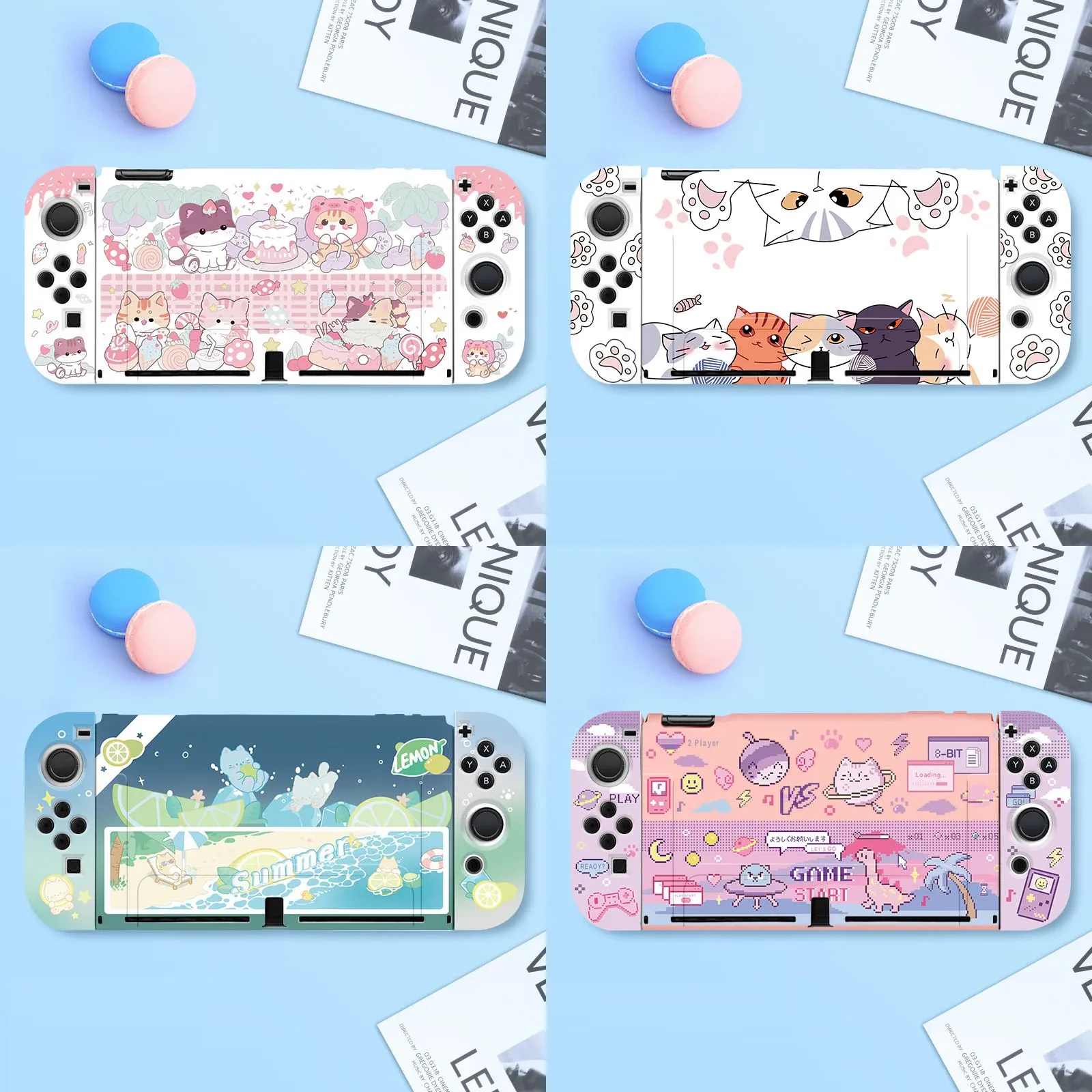 Custodie Cute Cat Custodia protettiva morbida in TPU Pelle per Nintendo Switch Oled NS JoyCon Custodia anteriore posteriore Custodia protettiva per paraurti Protezione completa