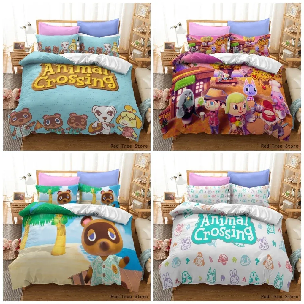 Sets Animal Crossing Beddengoed Set Cartoon Game 3d dekbedovertrek Sets Twin Full Queen King Size Pillowcase For Kids Gift Home Decor