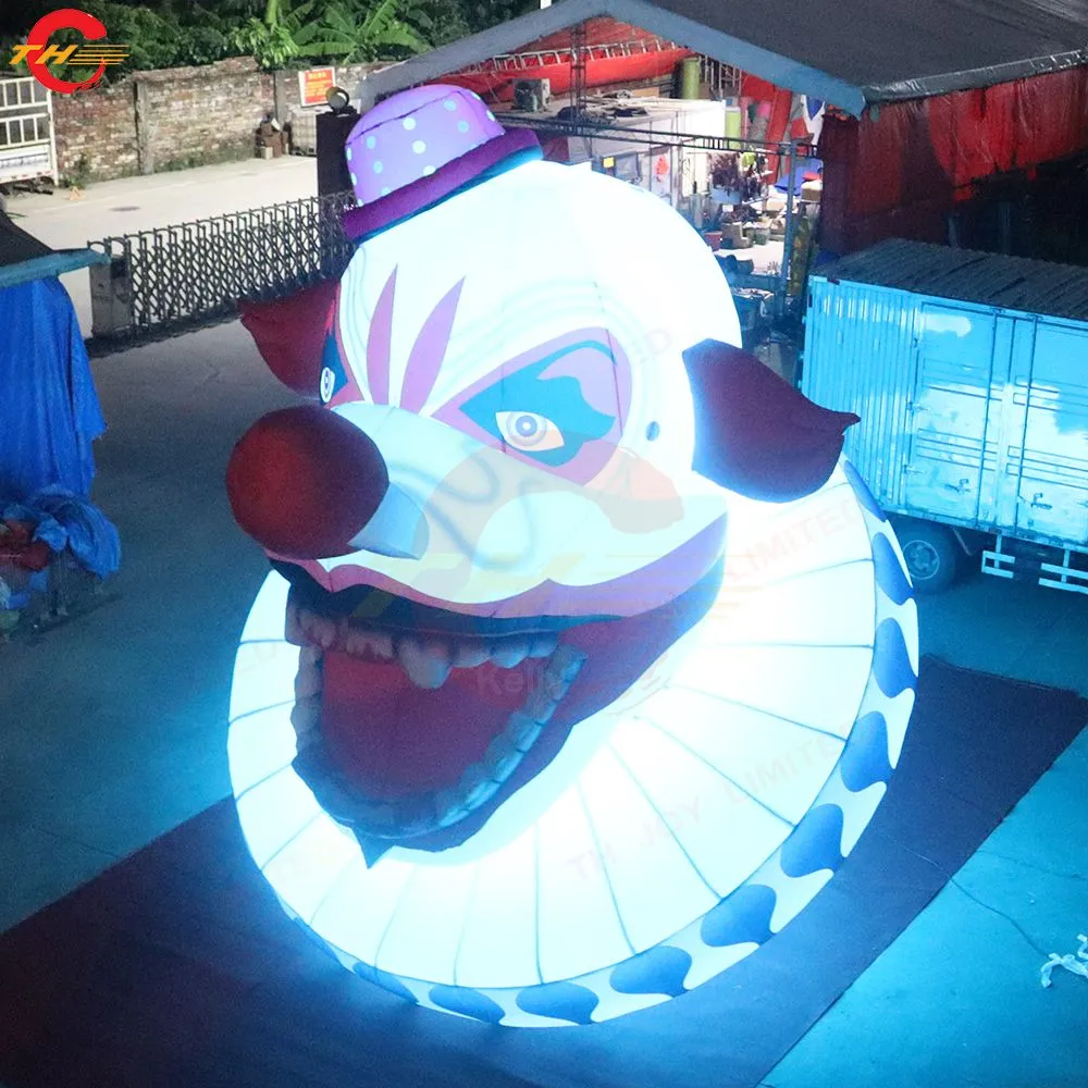 Tête de Clown gonflable à éclairage LED pour activités de plein air, pour événement d'halloween, tête fantôme sanglante, vente directe d'usine