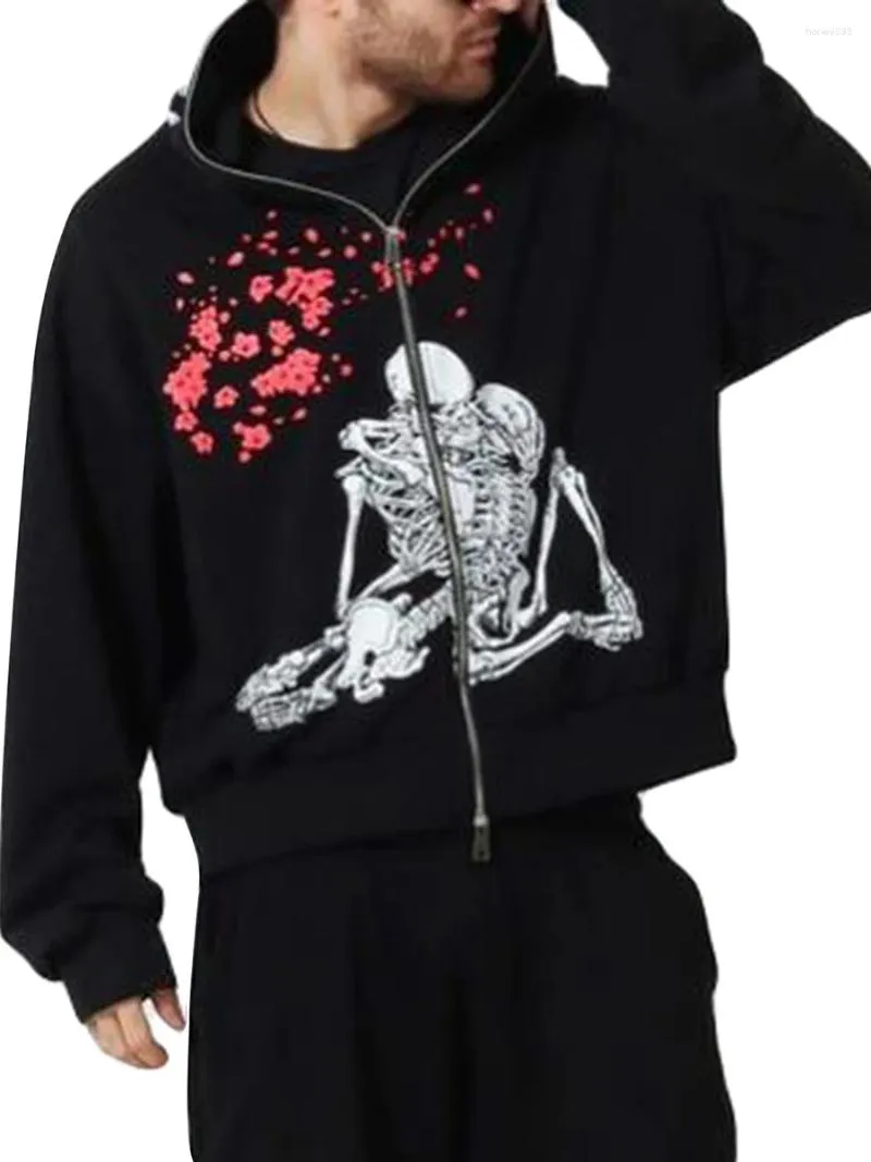 Jaquetas femininas Homens Mulheres Hoodie Manga Longa Esqueleto Impressão Zipper Fechamento Moletom Jaqueta Para Casual Diário