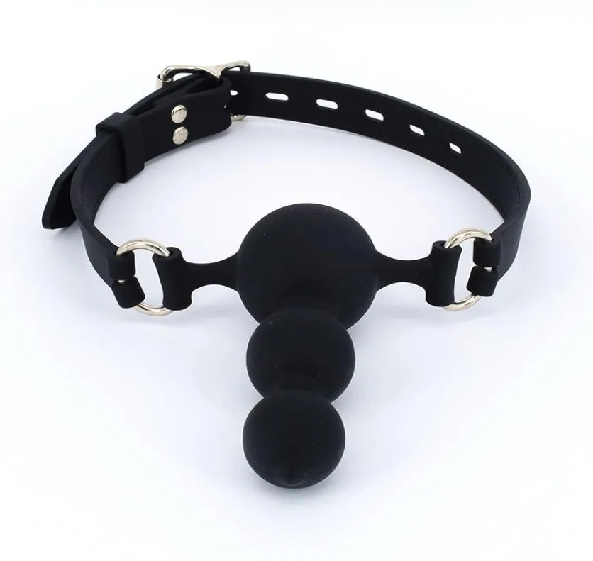 Bocca aperta Gag Silicone Ball Gag SM Giocattoli del sesso Bondage Restrizioni Anello Gag Gioco per adulti Fissazione orale Giocattoli del sesso Schiavo farcito per le donne5340368