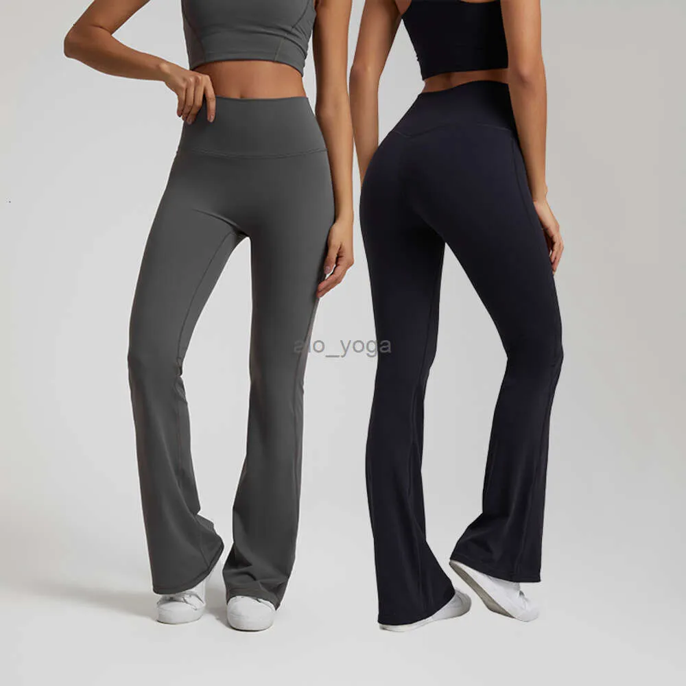 2024SS Lu Pant Align Womens Buttery Soft Flare Broek Hoge Taille Tummy Controle Uitlopende Vrouwen Zwart Bootcut Gym Legging 32 LL