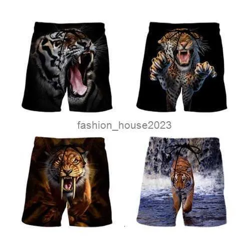 2024 Yaz Tiger Desen 3d Baskı Şortları Gevşek Plaj Pantolon Moda Günlük Şort Erkekler