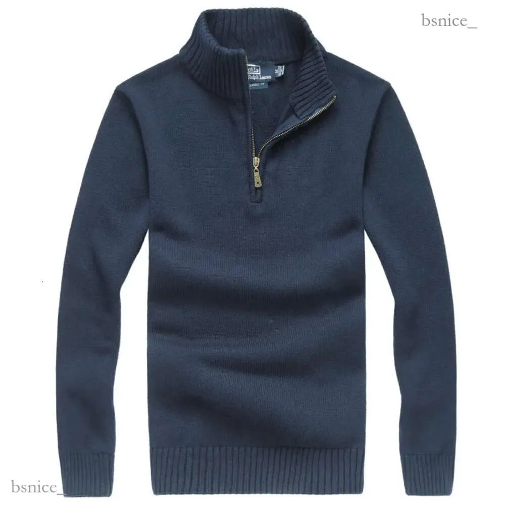 Herren-Designer-Polopullover aus Fleece, Ralphs-Hemden, dicker halber Reißverschluss, hoher Kragen, warmer Pullover, schmaler Strickpullover, Lauren-Pullover, Baumwoll-Sweatshirt der kleinen Marke, M-2XL, 231