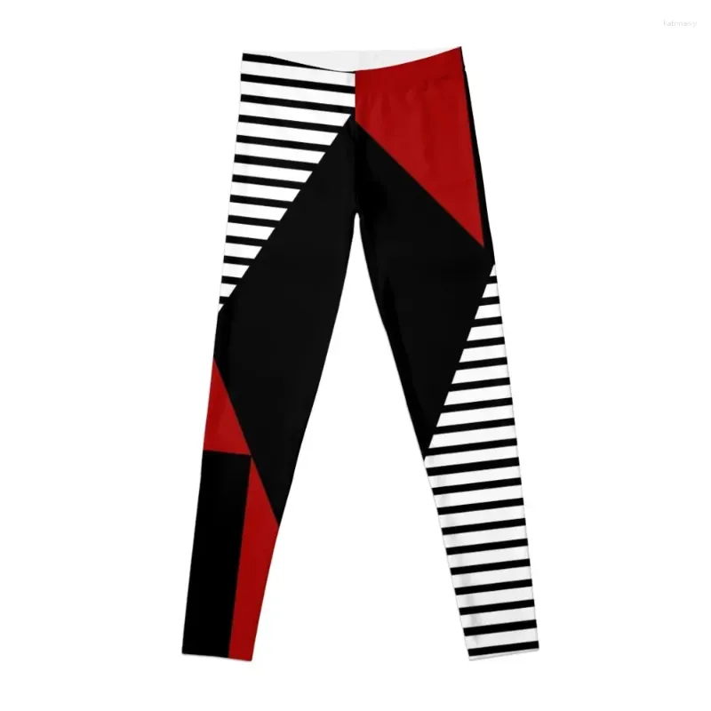 Actieve broek rood zwart geometrische abstractie legging sportkleding vrouw gym 2024 voor fysieke dames