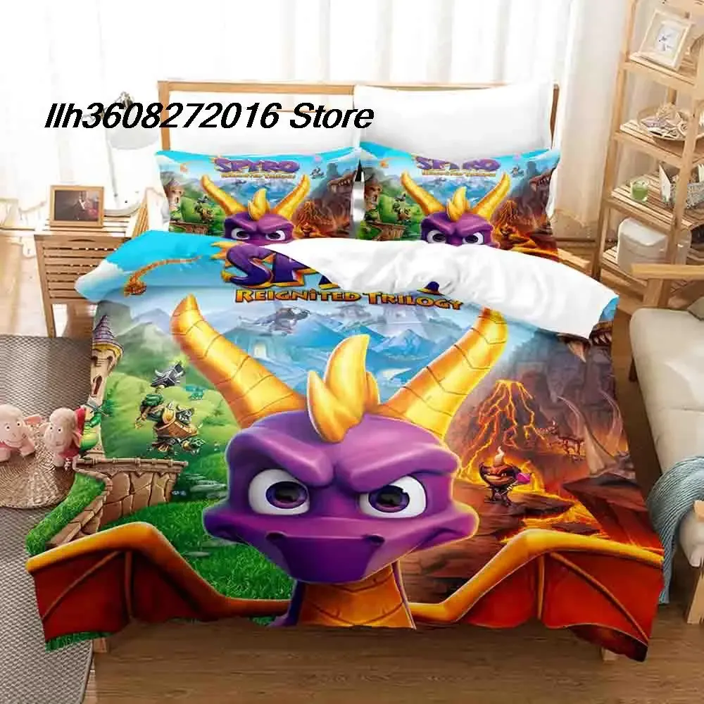 Conjuntos Spyro Reaceled Trilogy Bedding Conjunto único Twin Full Queen King Size Cama Aldult Kid Bedroom DuvetCover Sets