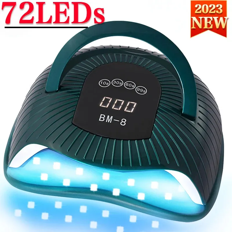 72 LED potente lampada per asciugare le unghie 300 W essiccatore per smalto gel UV sensore intelligente maniglia portatile design leggero 240229