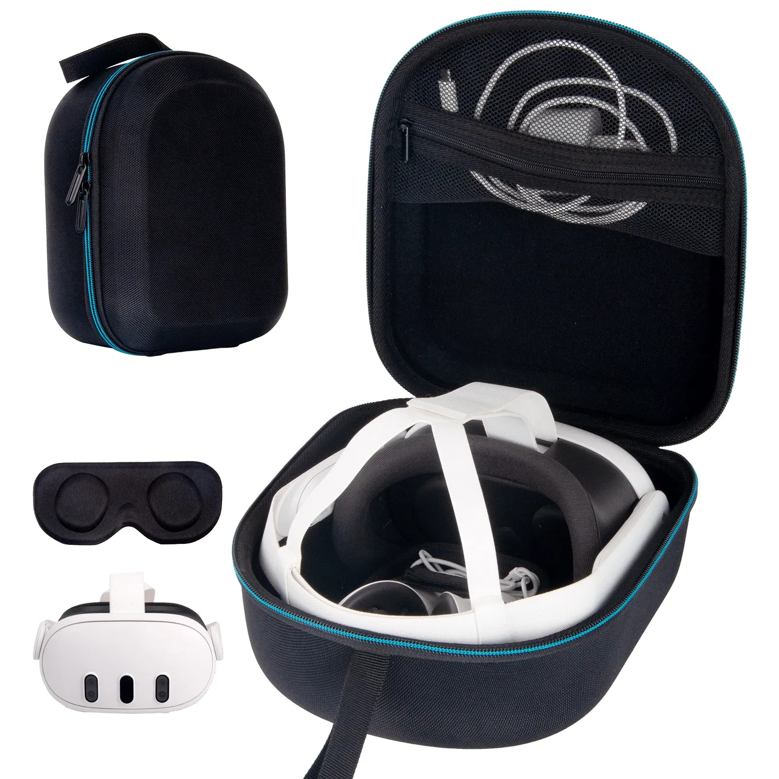 Dispositivos Hard EVA portátil à prova de choque VR Óculos Bolsa de armazenamento para Meta Quest 3 (não cabe elite) Estojo de transporte de viagem para acessórios VR