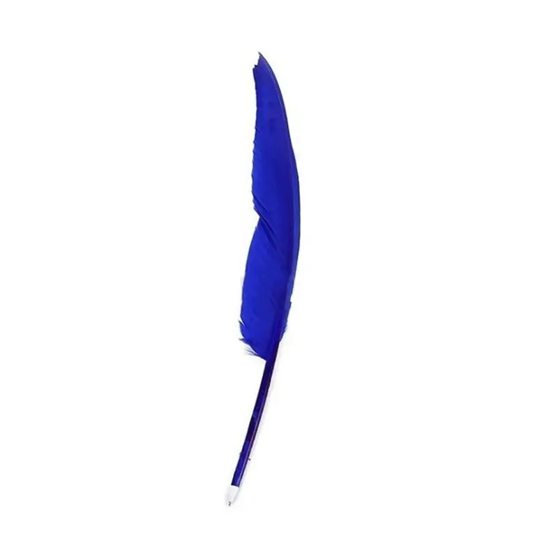 Wholesale-Blue Feather Quill Black Ink Retro Ballpoint Ball Point Pen