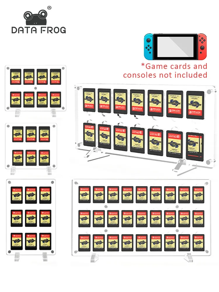 Casos dados sapo caixa de armazenamento de cartão de jogo compatível nintendo switch acrílico transparente caso de cartão de jogo escudo para switch lite/switch oled