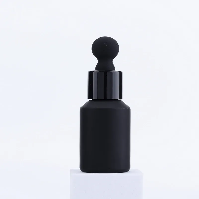 Bouteilles 3 pièces/lot vide 30ml épaule Oblique bouteille en verre noir mat avec compte-gouttes bouteille d'huile essentielle 1oz bouteille de parfum