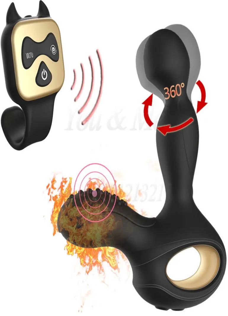 Wibratory zdalne podgrzewanie obrotowe męska prostata masażer wtyczka Dildos Dildos Wibratory zabawki seksualne dla mężczyzn produkty Masturbator 9218030