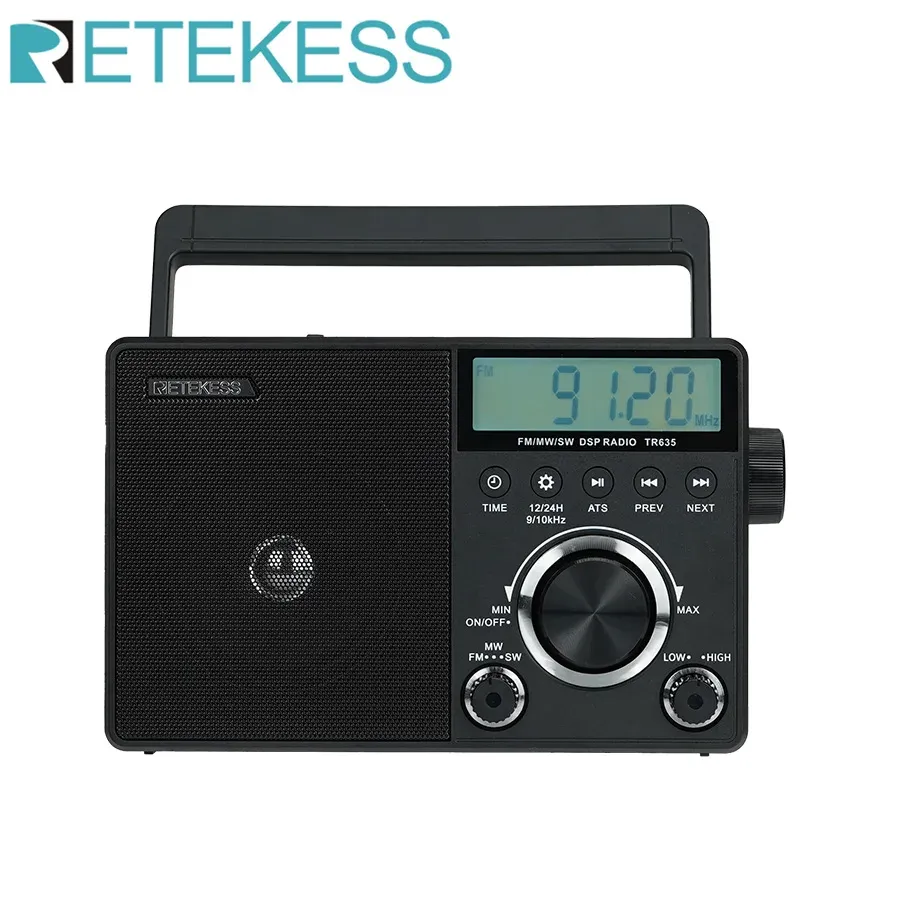 Radyo Retekess TR635 Radyo Taşınabilir AM FM FM SW Kısa Dalga Radyo Çok Bantlı Radyo Pil Çalışan Büyük Hoparlör LCD Ekran Saati Kıdemli İçin