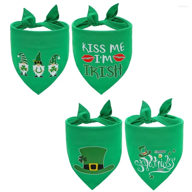 Odzież dla psów 4PCS St Patrick's Day Festival Party Costume Pet Costume Puppy Cat Cotton Drib Scalf