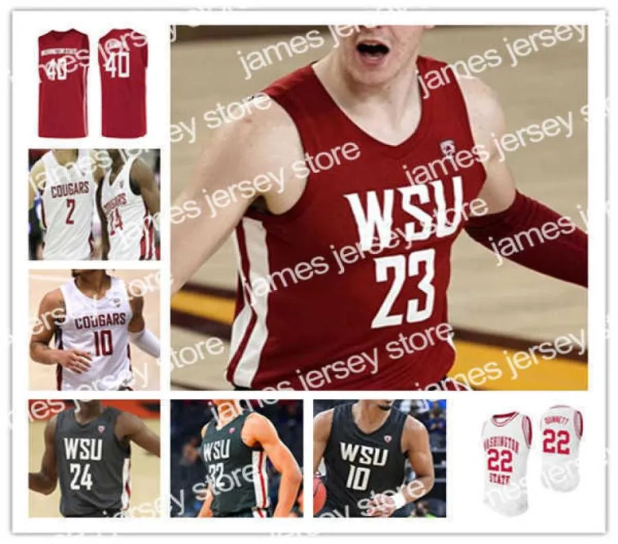 Il basket universitario indossa maglie personalizzate Washington State Cougars WSU College Basketball Klay Thompson Noah Williams Michael Flower6961614