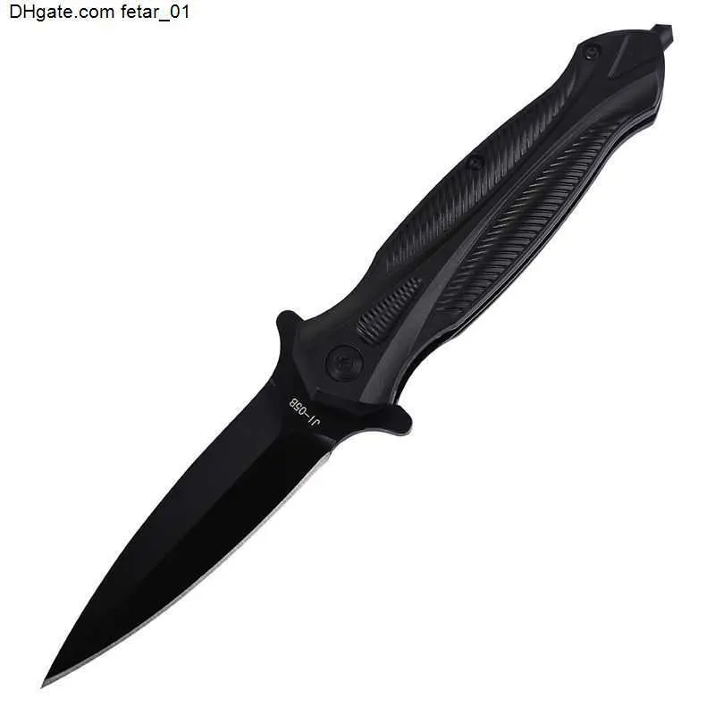Black steel outdoor folding knife portable knife quick open sharp outdoor rescue folding EDC tool HW186