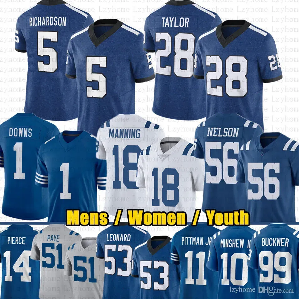 Goedkoop 5 Anthony Richardson Jonathan Taylor voetbalshirts Josh Downs Quenton Nelson Peyton Manning Matt Gay Minshew II Alec Pierce Deforest Buckner Michael Pittm