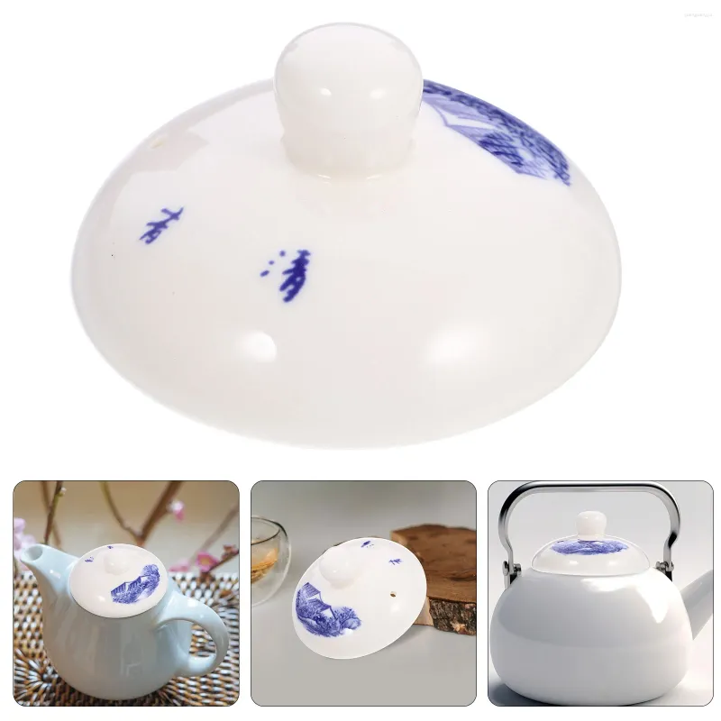 Geschirr-Sets Keramik Teekanne Deckel Ersatz Blau Weiß Porzellan Tee Wasserkocher Abdeckung Chinesischen Stil Topf Deckel Zubehör Klein