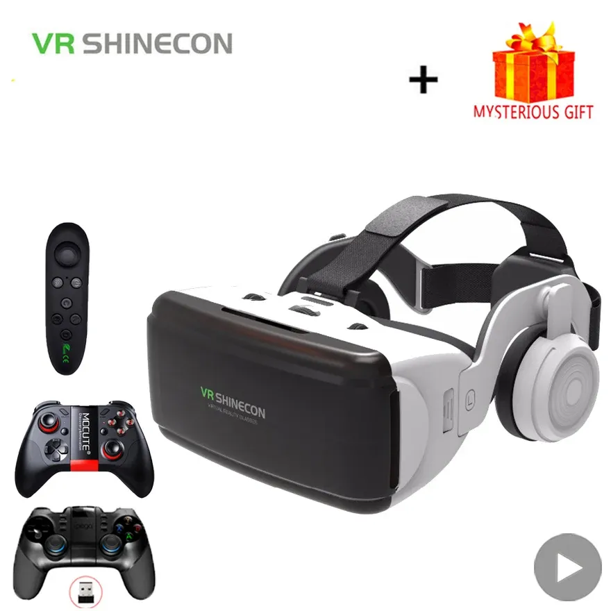 الأجهزة VR Shinecon Casque Helmet 3D نظارات الواقعية للهاتف الذكي للهاتف الذكي Goggles مناظير ألعاب الفيديو العدسة