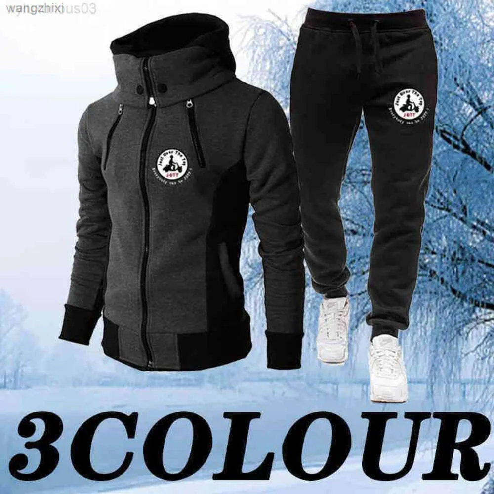 Jott outono e inverno masculino agasalho impressão st colarinho hoodies calças de duas peças lazer masculino jogging terno