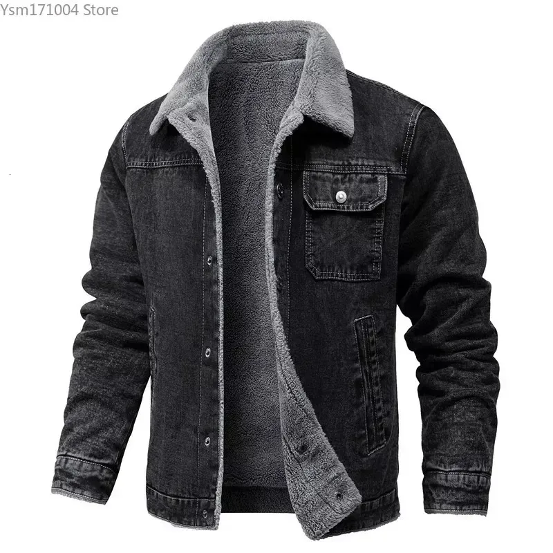 Winter Mens Jacket High-quality Lapel Lamb Hair Thickened Warm Coat Korean Fashion Casual Tight Denim Jackets 5XL Men Clothing 240228