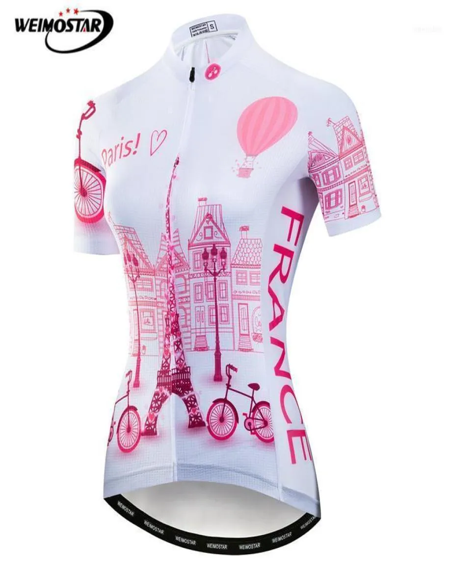 Weimostar France Team Women cycling Jersey Pink Eiffel Tower Bicycle Clothing Road MTBバイクシャツROPA CICLISMO11979256