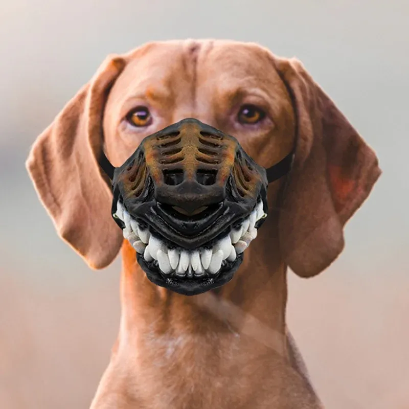 Muselières effrayantes pour chiens, muselières de sécurité en Latex et caoutchouc, muselières amusantes, masque buccal pour chien, jeu de rôle, chiot, Halloween, Cosplay, accessoires Photo