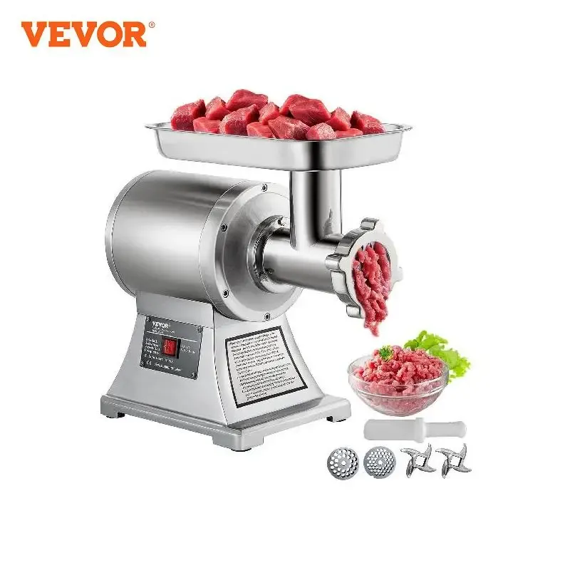 Grinders VEVOR Commercial Meat Grinder 550LB/h Electric Sausage Maker Stainless Steel with 2 Blades, Grinding Plates & Stuffing Tubes