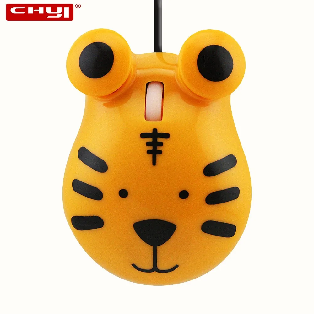 Mice CHYI Wired Cute Cartoon Frog Tiger Shape Kids Computer Mouse USB 3D Optical Portable Mini Mouse 1600 DPI Mice For Desktop Laptop