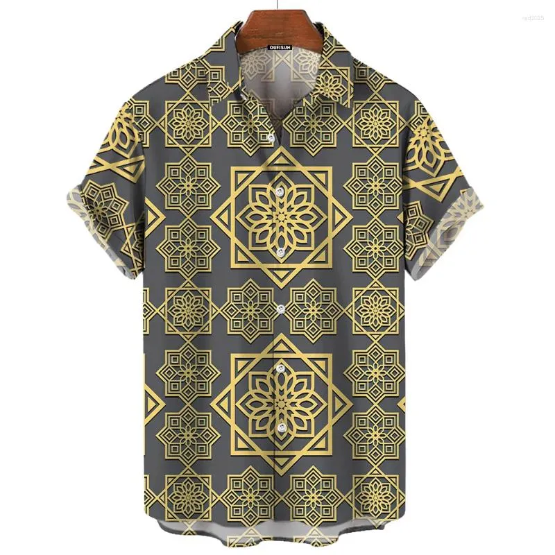 Chemises décontractées pour hommes musulmans 3D Ramadan imprimé hawaïen manches courtes chemise surdimensionnée chemisier à la mode vêtements de haute qualité